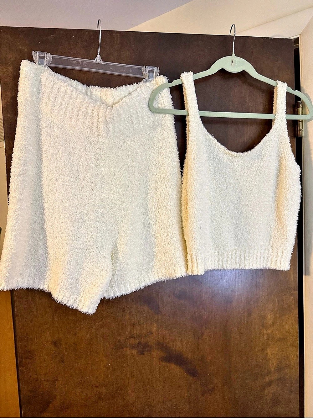 SKIMS Cozy Knit Tank and Cozy Knit Short Set White